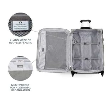 Travelpro Maxlite 5 Softside Expandable Checked Luggage with 4 Spinner Wheels, Lightweight Suitcase, Men and Women, Champagne, Checked Medium 25-Inch