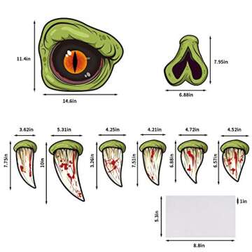 CCINEE Halloween Monster Face Outdoor Decoration,Large Eyes Fangs Nostril Garage Door Archway Entryw...