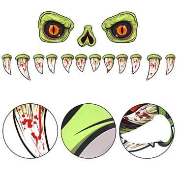 CCINEE Halloween Monster Face Outdoor Decoration,Large Eyes Fangs Nostril Garage Door Archway Entryway Trunk Decorations for Halloween Outdoor Decoration Props Supplies