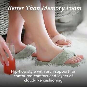 Acorn Women's Spa Thong Slippers with Cloud Contour Comfort - Arch Support and Plush Fluffy Terry Lining, Perfect for Beach, Camping, Poolside, or Bathroom Wear, Natural, 8 - 9