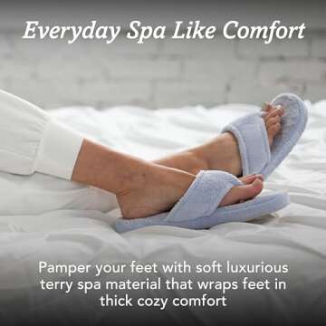 Acorn Women's Spa Thong Slippers with Cloud Contour Comfort - Arch Support and Plush Fluffy Terry Lining, Perfect for Beach, Camping, Poolside, or Bathroom Wear, Natural, 8 - 9