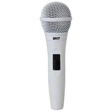 SKP Pro Audio Dynamic Microphone for Singing, Concerts, Studio and Events - White Professional Super...