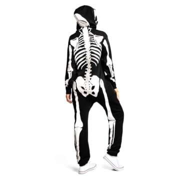 Tipsy Elves Halloween Skeleton Costume for Women - Comfy Easy Adult Onesie Jumpsuit - Front and Back...