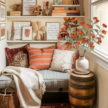 Arborus 2PCS Artificial Fall Stems for Vibrant Autumn Décor