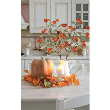 Arborus 2PCS Artificial Fall Stems for Vibrant Autumn Décor