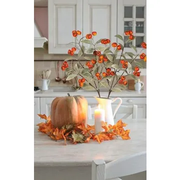 Arborus 2PCS Artificial Fall Stems for Vibrant Autumn Décor