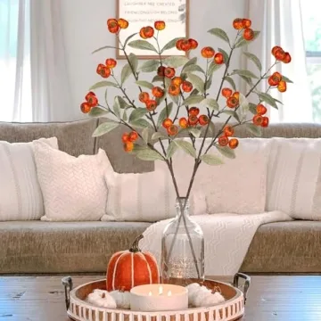 Arborus 2PCS Artificial Fall Stems for Vibrant Autumn Décor