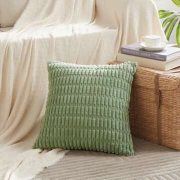 Fancy Homi 2 Packs Sage Green Decorative Throw Pillow Covers 18x18 Inch for Living Room Couch Bed So...
