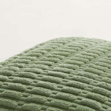 Fancy Homi 2 Packs Sage Green Decorative Throw Pillow Covers 18x18 Inch for Living Room Couch Bed Sofa, Soft Striped Corduroy Square Cushion Case 45x45 cm, Rustic Farmhouse Boho Home Decor