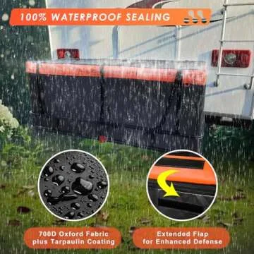 MeeFar Hitch Mount Cargo Carrier Basket 53" x19" x 5"+Waterproof Cargo Bag 15 Cubic Feet(51" x17"x 18"),Hauling Weight Capacity of 500 Lbs fit on 2 Inch Receiver with Hitch Stabilizer,Net and Straps