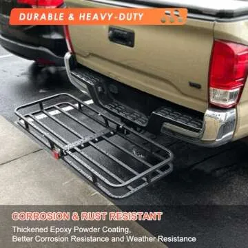 MeeFar Hitch Mount Cargo Carrier Basket 53" x19" x 5"+Waterproof Cargo Bag 15 Cubic Feet(51" x17"x 18"),Hauling Weight Capacity of 500 Lbs fit on 2 Inch Receiver with Hitch Stabilizer,Net and Straps