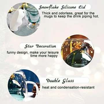 LIBWYS Christmas Tree Mugs - Festive Double Walled Glass Set