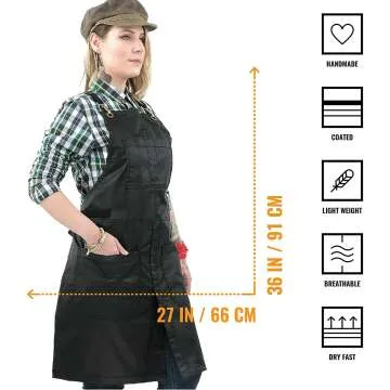 Panther Black Cross-Back Apron – Durable & Adjustable