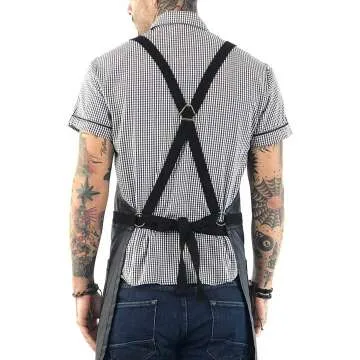 Panther Black Cross-Back Apron – Durable & Adjustable