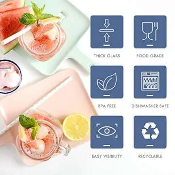 Buy DESIYUE Mason Jar Cups Set – 9 Pack with Straws