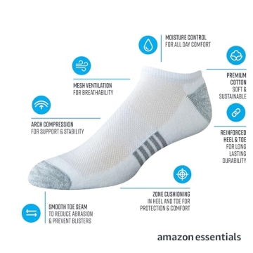 Amazon Essentials No-Show Socks for Men, 6 Pairs