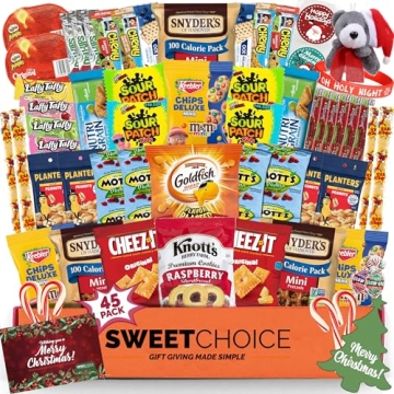 Variety Snack Care Package (45 Count) Gift Box for Teens - Fathers Day Goodie Food Arrangement for D...