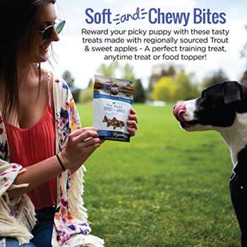 Smart Cookie All Natural Soft Dog Treats - Trout & Apple - Healthy Dog Treats for Allergies, Sensitive Stomachs - Chewy, Grain Free, Human-Grade, Made in The USA - 5oz Bag