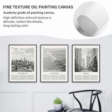 Gouwgenr NEW YORK CITY Wall Art-LOS ANGELES Skyline Wall Art-Black And White CHICAGO Wall Art, Paint...