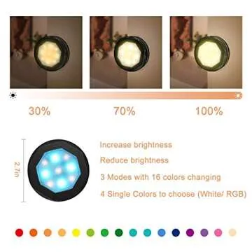 UYICOO Under Cabinet Puck Lights with Color Changing Dimmable Lights, 3500K LED Stick on Lights with Timing for Display Cabinet, Black Battery Powered 6 Pack