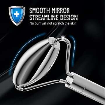 Stainless Steel Face Roller and Gua Sha Set, Asian Beauty Secret for Face, Eye, Nose, Neck, Body Muscle Relaxing Prevents Wrinkles Facial Massage Tools - 100% Authentic Genuine Stainless Steel