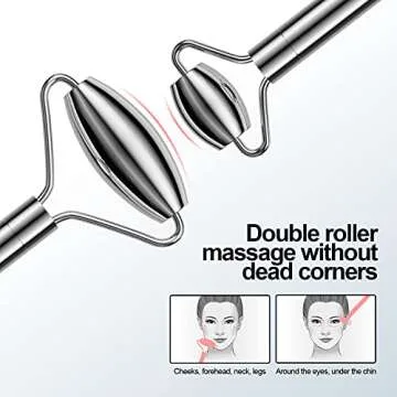 Stainless Steel Face Roller and Gua Sha Set, Asian Beauty Secret for Face, Eye, Nose, Neck, Body Muscle Relaxing Prevents Wrinkles Facial Massage Tools - 100% Authentic Genuine Stainless Steel