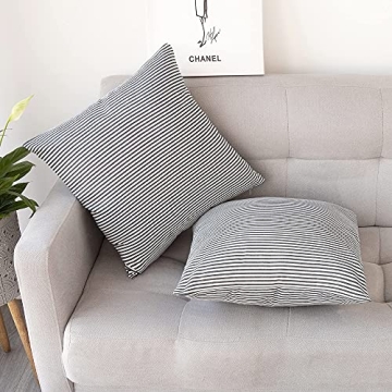 Elegant Throw Pillow Covers - Set of 2 Rustic Striped Design