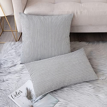 Elegant Throw Pillow Covers - Set of 2 Rustic Striped Design