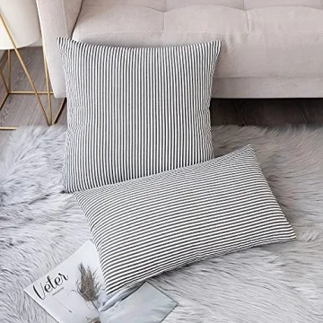 Elegant Throw Pillow Covers - Set of 2 Rustic Striped Design