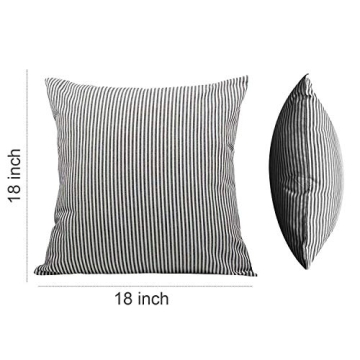 Elegant Throw Pillow Covers - Set of 2 Rustic Striped Design