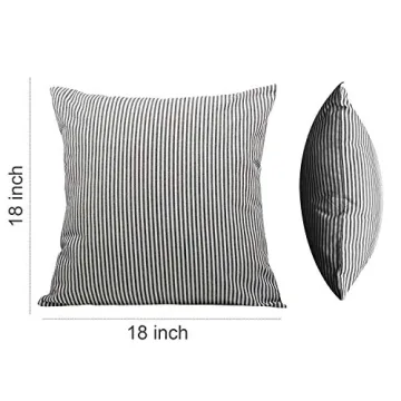 Elegant Throw Pillow Covers - Set of 2 Rustic Striped Design