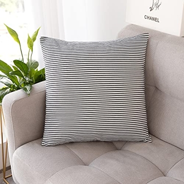 Elegant Throw Pillow Covers - Set of 2 Rustic Striped Design