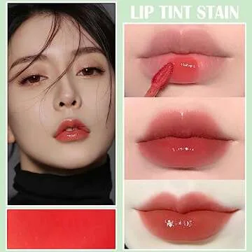 6 Colors Lip Tint Stain Set,Korean Lip Tint Watery Lip Gloss Mini Liquid Lipstick,Multi-use Lip and Cheek Tint Moisturizing Natural Lip Stain,Long-lasting Non-sticky Waterproof Lip Color Makeup