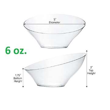 PLASTICPRO Disposable Angled Plastic Bowls Round Small Serving Bowl, Elegant for Party's, Snack, or ...