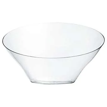 PLASTICPRO Disposable Angled Plastic Bowls Round Small Serving Bowl, Elegant for Party's, Snack, or Salad Bowl, Clear Pack of 8