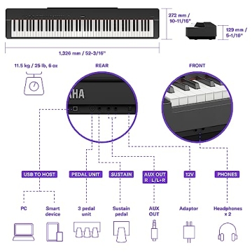 Yamaha P225B 88-Key Weighted Action Digital Piano Black