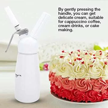 Whipped Cream Dispenser 250mL Portable Red Aluminum Whipped Dessert Cream Butter Dispenser Whipper Foam Maker(White)