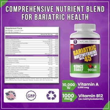 Procare Health Bariatric Multivitamin with Iron 45mg Chewable (90 Tablets) - Fruit Punch Flavor Bari...