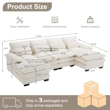 GNIXUU Cloud Sectional Sofa: Stylish & Comfortable Couch