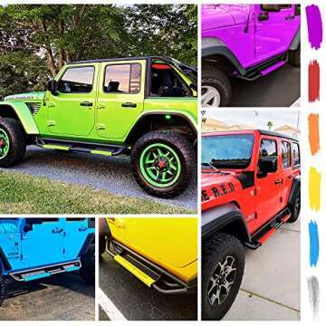 oEdRo 6 inch Running Boards Compatible with 2018-2025 Jeep Wrangler JL Unlimited 4 Door, Bolt-on Drop Side Steps Rails, Powder Coated Black and High Gloss Red Nerf Bar