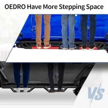 oEdRo 6 inch Running Boards Compatible with 2018-2025 Jeep Wrangler JL Unlimited 4 Door, Bolt-on Drop Side Steps Rails, Powder Coated Black and High Gloss Red Nerf Bar