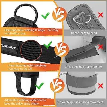 Ankle Strap for Cable Machine Women, Adjustable Gym Cable Ankle Straps for Kickbacks, Glute Workouts, Leg Extensions, Curls, Booty Hip Abductors, Ankle Cuff for Cable Machine Accessories(S-Black)