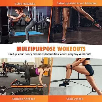 Ankle Strap for Cable Machine Women, Adjustable Gym Cable Ankle Straps for Kickbacks, Glute Workouts, Leg Extensions, Curls, Booty Hip Abductors, Ankle Cuff for Cable Machine Accessories(S-Black)