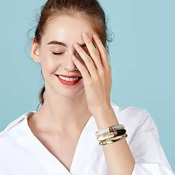 GOOJIDS Colorful Bamboo Tube Bangles Bracelet Set