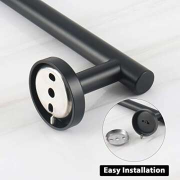 NearMoon Bathroom Towel Bar, Bath Accessories Thicken Stainless Steel Shower Towel Rack for Bathroom, Towel Holder Wall Mounted (1 Pack, Matte Black, 16 Inch)