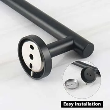 NearMoon Bathroom Towel Bar, Bath Accessories Thicken Stainless Steel Shower Towel Rack for Bathroom, Towel Holder Wall Mounted (1 Pack, Matte Black, 16 Inch)