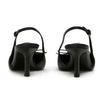 MAVMAX Slingback Heels for Women Bow Pointed Close Toe Stilettos High Kitten Heels Pumps Dress Party Heeled Sandals