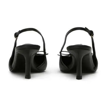 MAVMAX Slingback Heels for Women Bow Pointed Close Toe Stilettos High Kitten Heels Pumps Dress Party Heeled Sandals