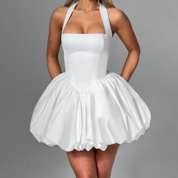 TRURENDI Women Y2K Corset Mini Dress Deep V Neck A-Line