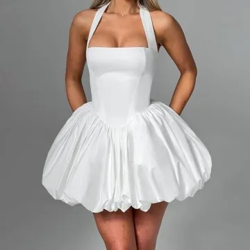 TRURENDI Women Y2K Corset Mini Dress Deep V Neck A-Line